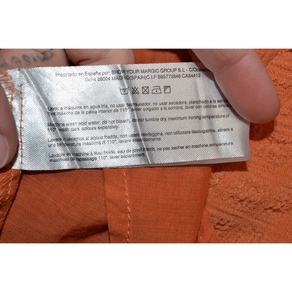 Compania Fantastica Maxi Dress Womens Large Orange Textured Side Tie Cut‎ Out L - Picture 5 of 7